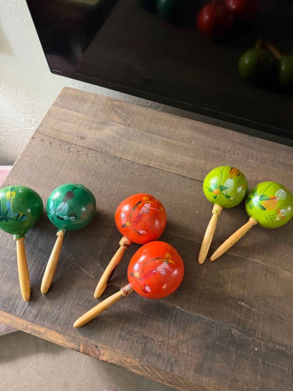 Hand-Painted Wooden Maracas - Set of 6